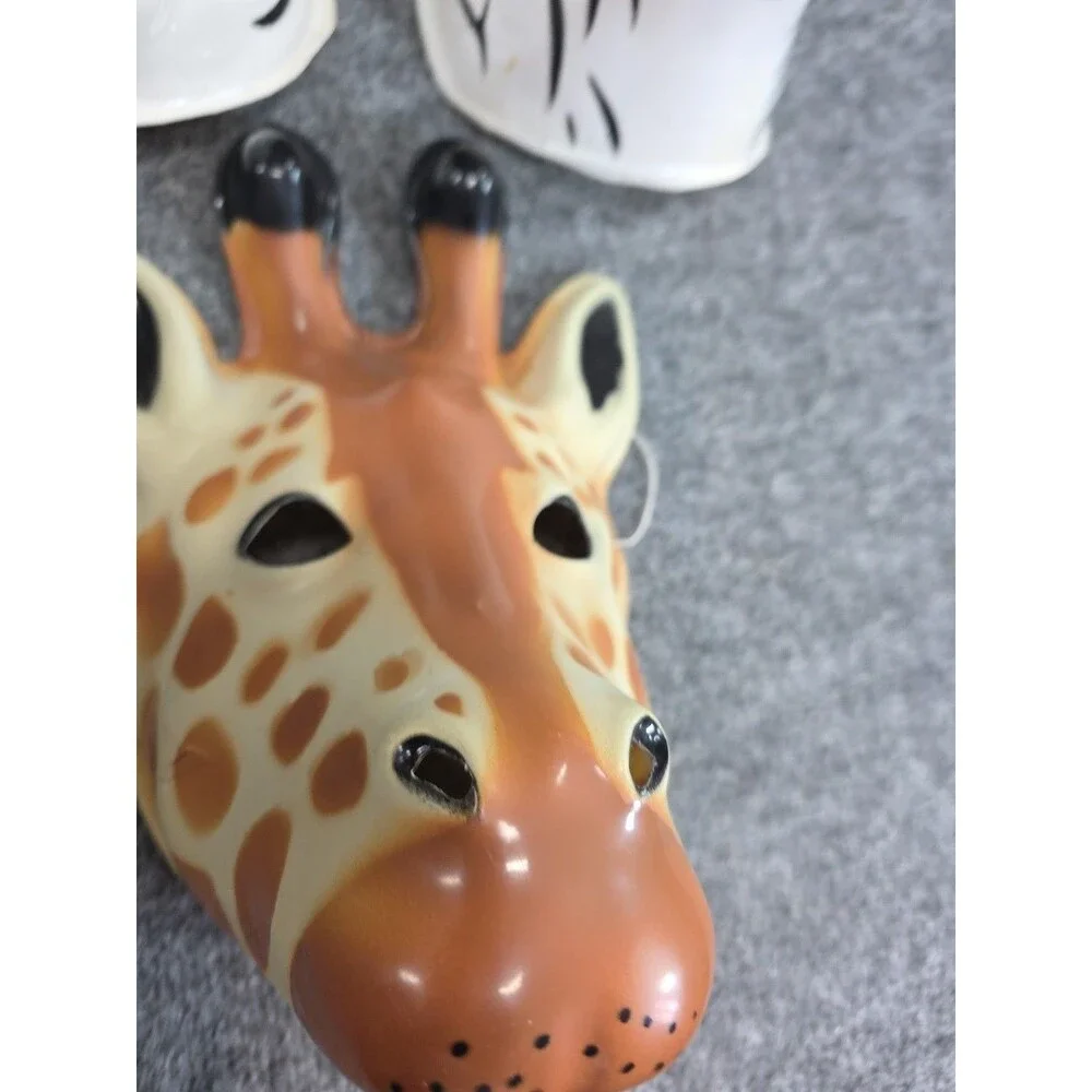 Vtg Mask Head Halloween K&M International Giraffe Zebra Tiger Vintage 94 Plastic